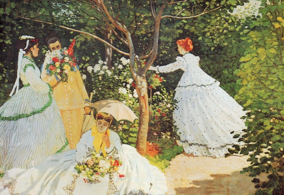 Vintage Art Print Women in the Garden Claude Monet by Vividiom