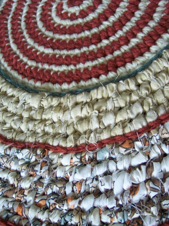 Crochet Rag Rug Toothbrush Woven Rug Non Skid Backing Mixed