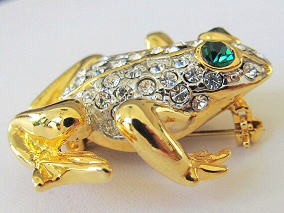 Vintage Rhinestone Frog Brooch Pin Vintage Jewelry