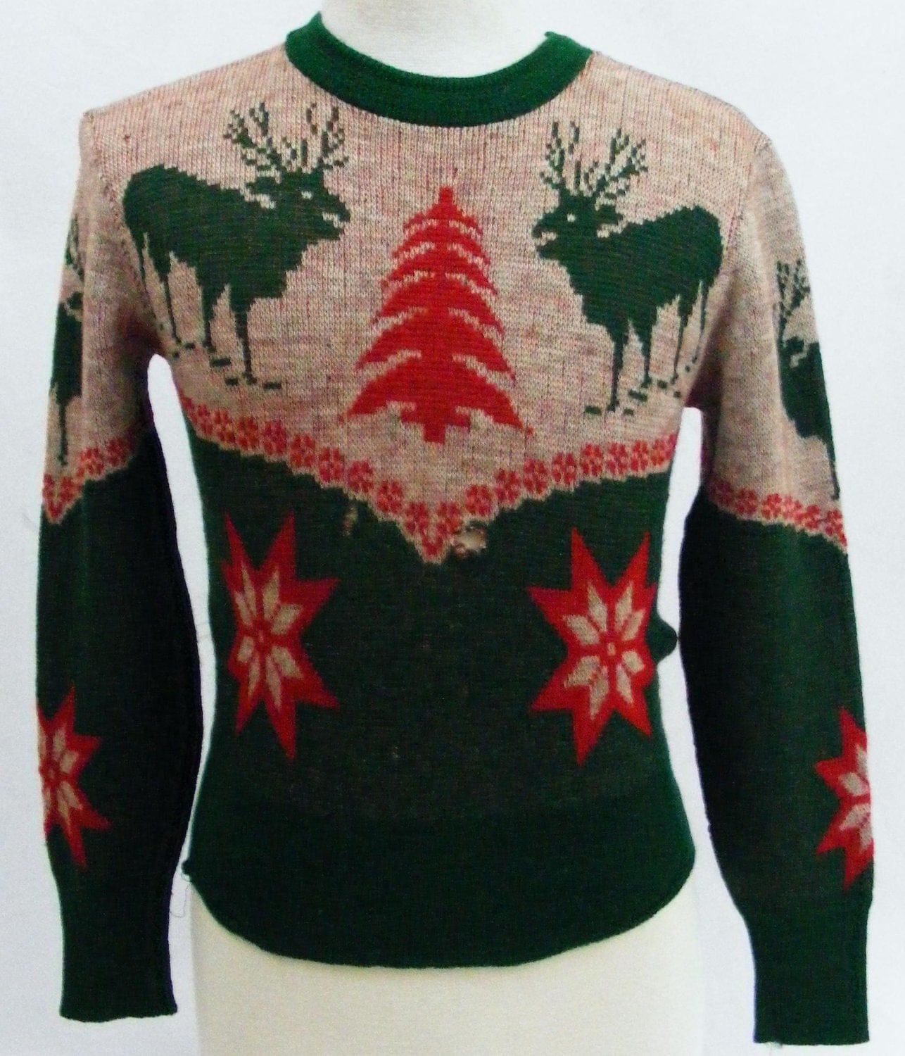 Vintage 40s Men's SportClad Winter Christmas Wool Sweater
