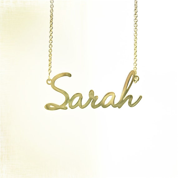 14k Gold Modern Nameplate Necklace