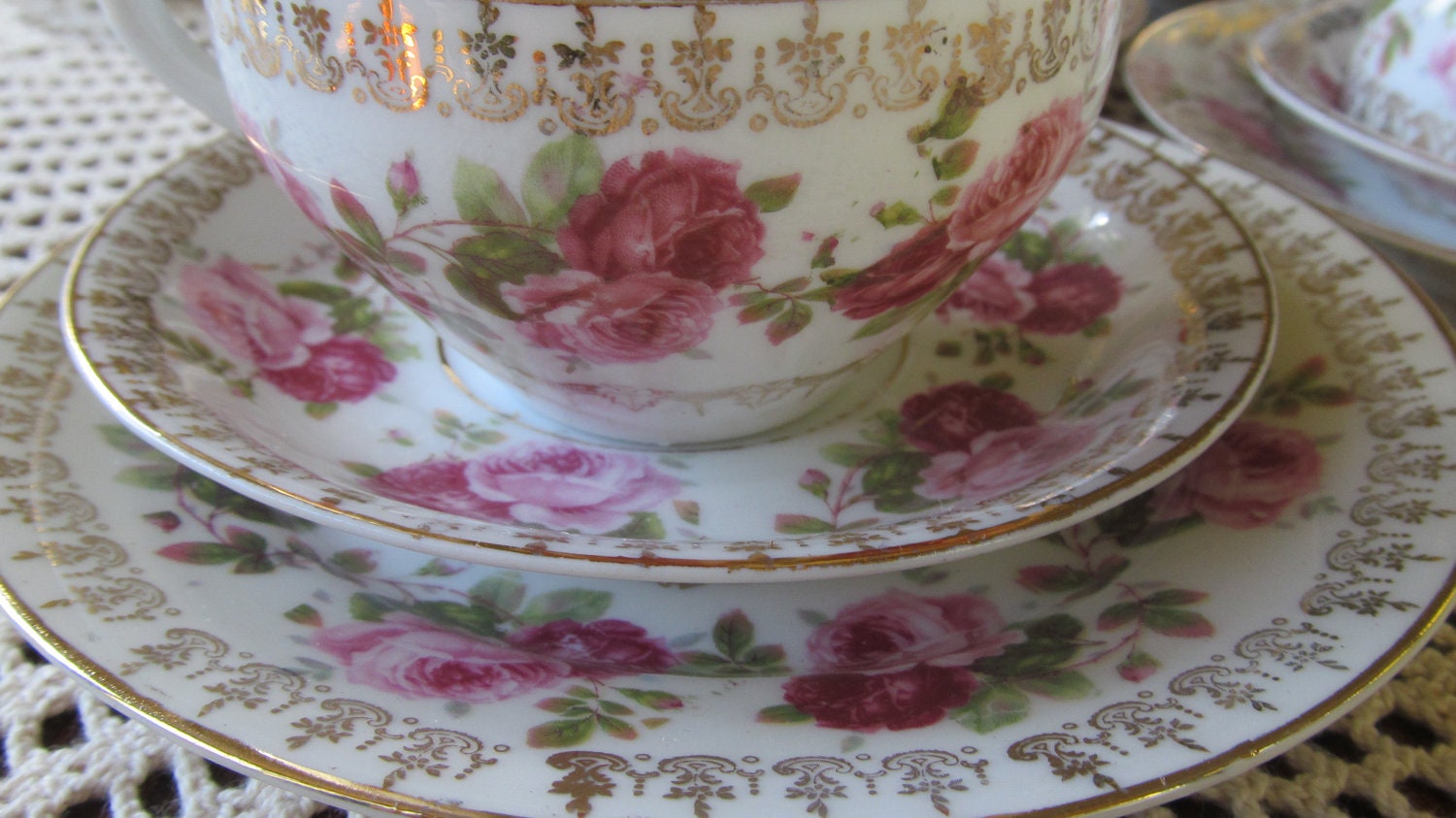 Victorian DELICATE Tea Set M&Z Austria Pink Rose Tea Set
