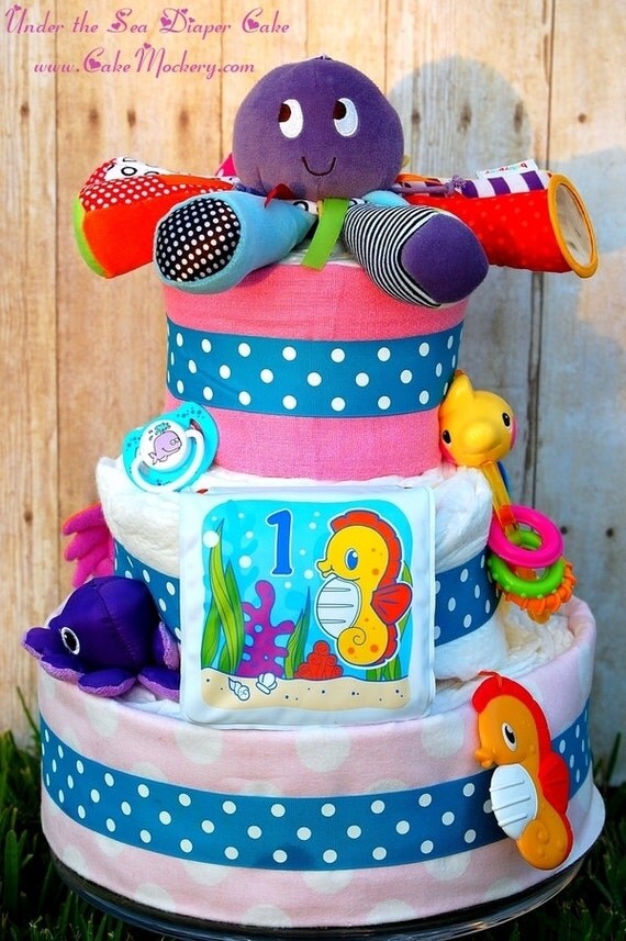 Under the Sea Diaper Cake by CakeMockery on Etsy