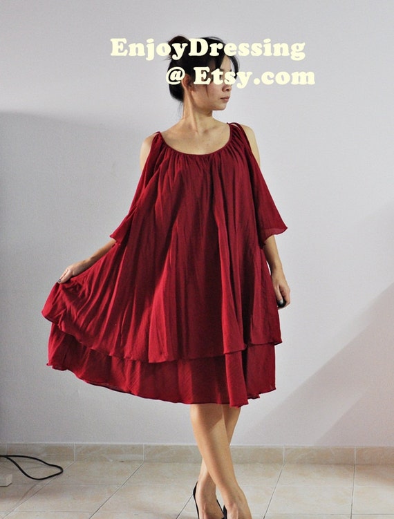 Christmas girl ...Red cotton dress one size fit by Enjoydressing
