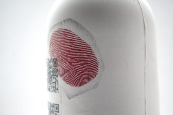 Fine bone china white bottle with QR codes and a by madebymanos