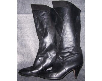 below the knee black heeled boots