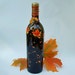 Wine bottle lamp, autumn leaves, Thanksgiving, brown, orange