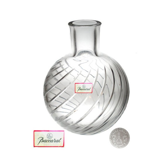 Baccarat FullLead Cyclades Crystal Ball Vase with Swirl Twist