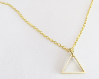 Triangle Necklace - 14k Gold Filled Chain - Charm Necklace - Gift ...