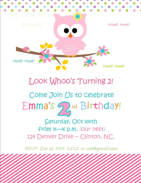 Items similar to Owl Invitation with FREE matching envelope, DIY
