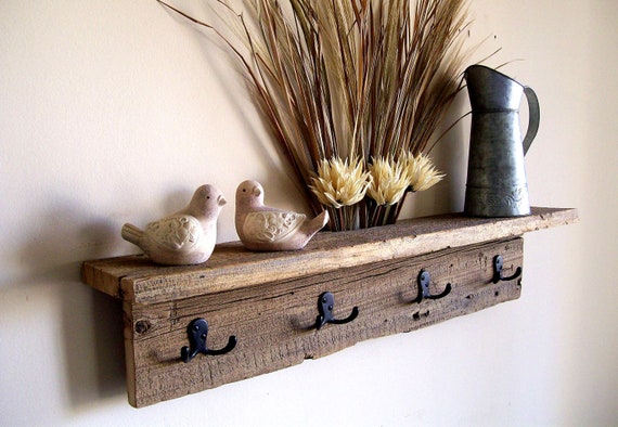 Wall Hung Coat Rack Shelf / Hat Rack / Key Rack / Towel Rack