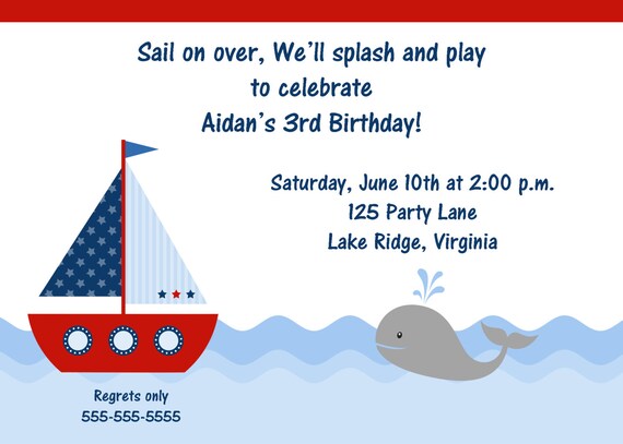 Printable Sailboat Birthday Invitation Il_570xn