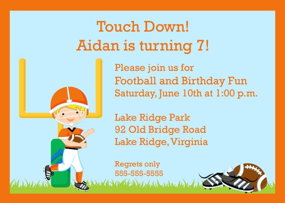 Printable Orange Football Birthday Invitation Il_570xn