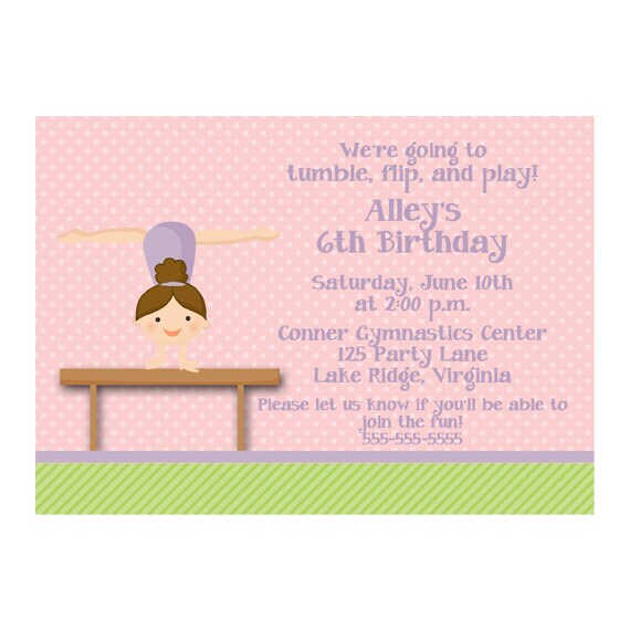 Printable Girl Gymnastics Birthday Invitation Il_570xn