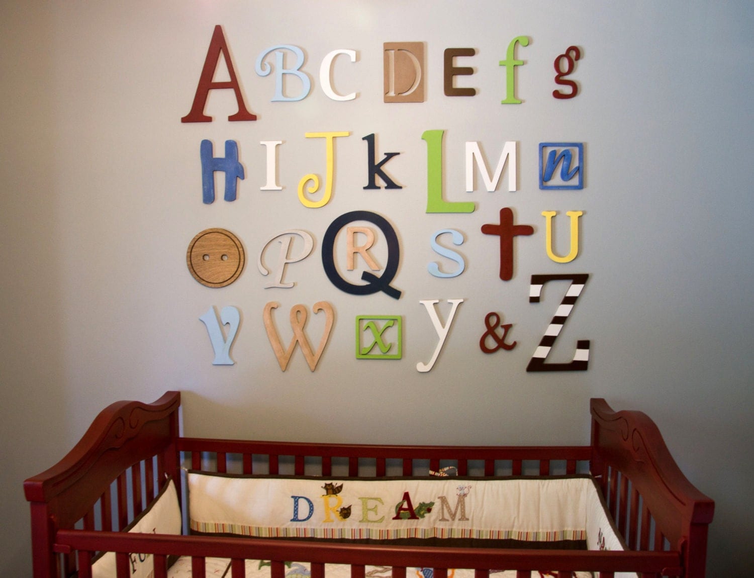 Wooden Alphabet Letters Set Painted Wooden letters Wall