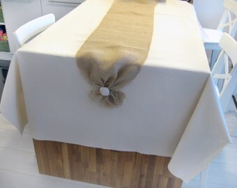 Set of 6-Burlap Table Runner - 16" wide by 100" long Natural Burlap - Wedding or Party - burlap runners