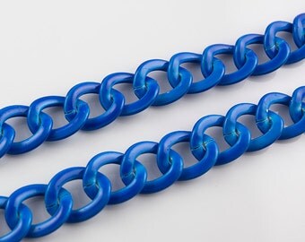 Blue Painted Aluminum Flat Cable Chain, 22x17mm, Pkg of 1m(1.1 yards.), N0AD.BL55.L1M