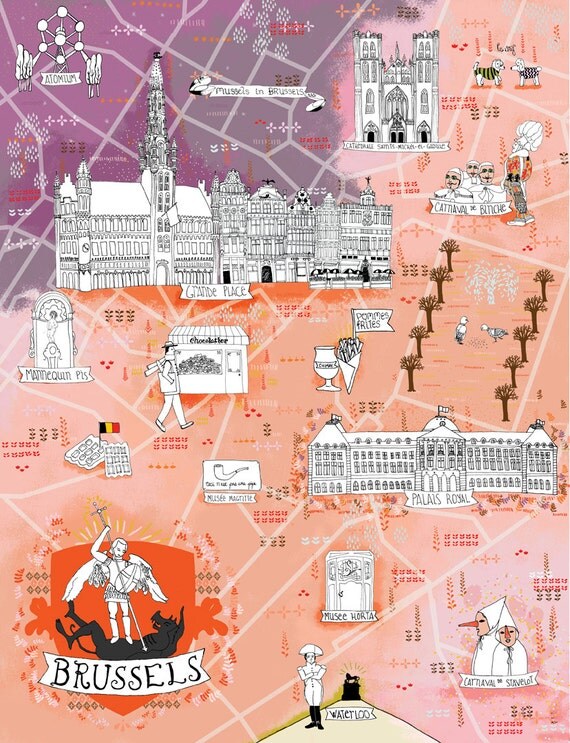 Illustrator map Bruxelles Brussels Belgium
