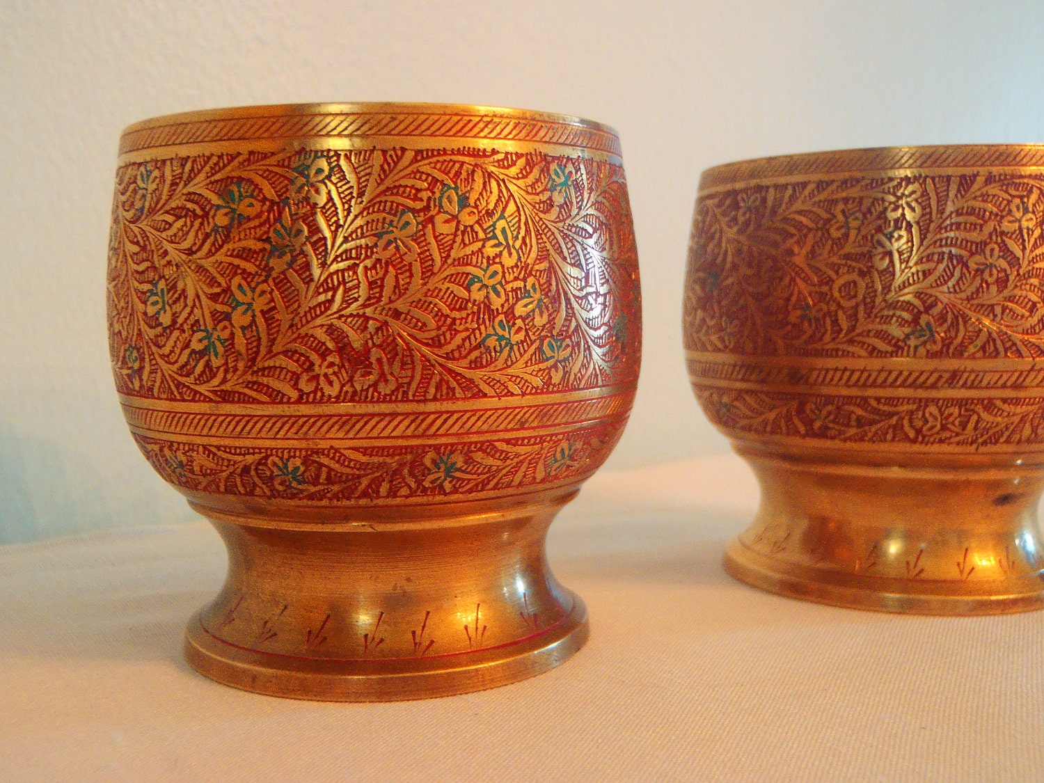 Antique Indian Brass Tumblers by BarnSwallowVintage on Etsy