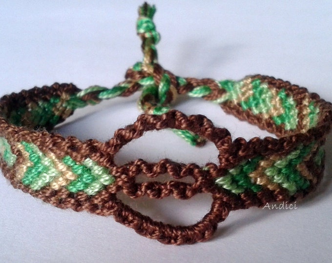 Friendship Bracelet, Macrame, Woven Bracelet, Wristband, Knotted Bracelet - Navy Style Friendship Bracelet - Brown and Green
