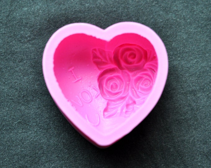 Thick Silicone Soap Molds Chocolate Cake Mold - Rose in Heart I Love U