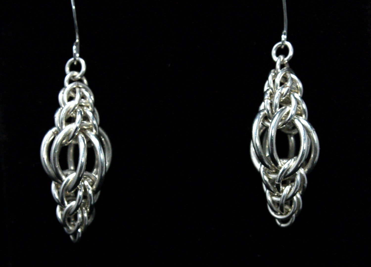 Chainmaille Earrings Persian Lamps Silver by SilverLionJewelry
