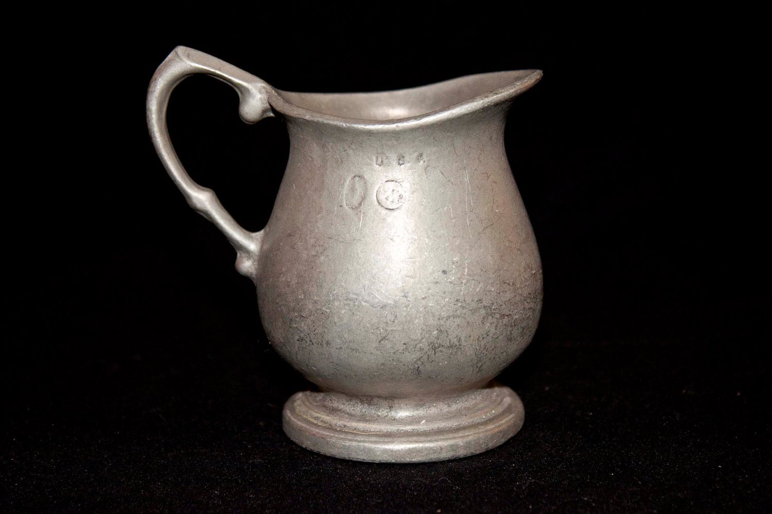 Vintage Rustic Pewter Creamer Pitcher Stamped USA with a