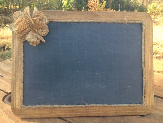 7x10 Chalkboard - Framed Rustic Chalkboard - Chalkboard with Burlap Flower - Chalkboard Photo Prop - Rustic Style by CountryBarnBabe