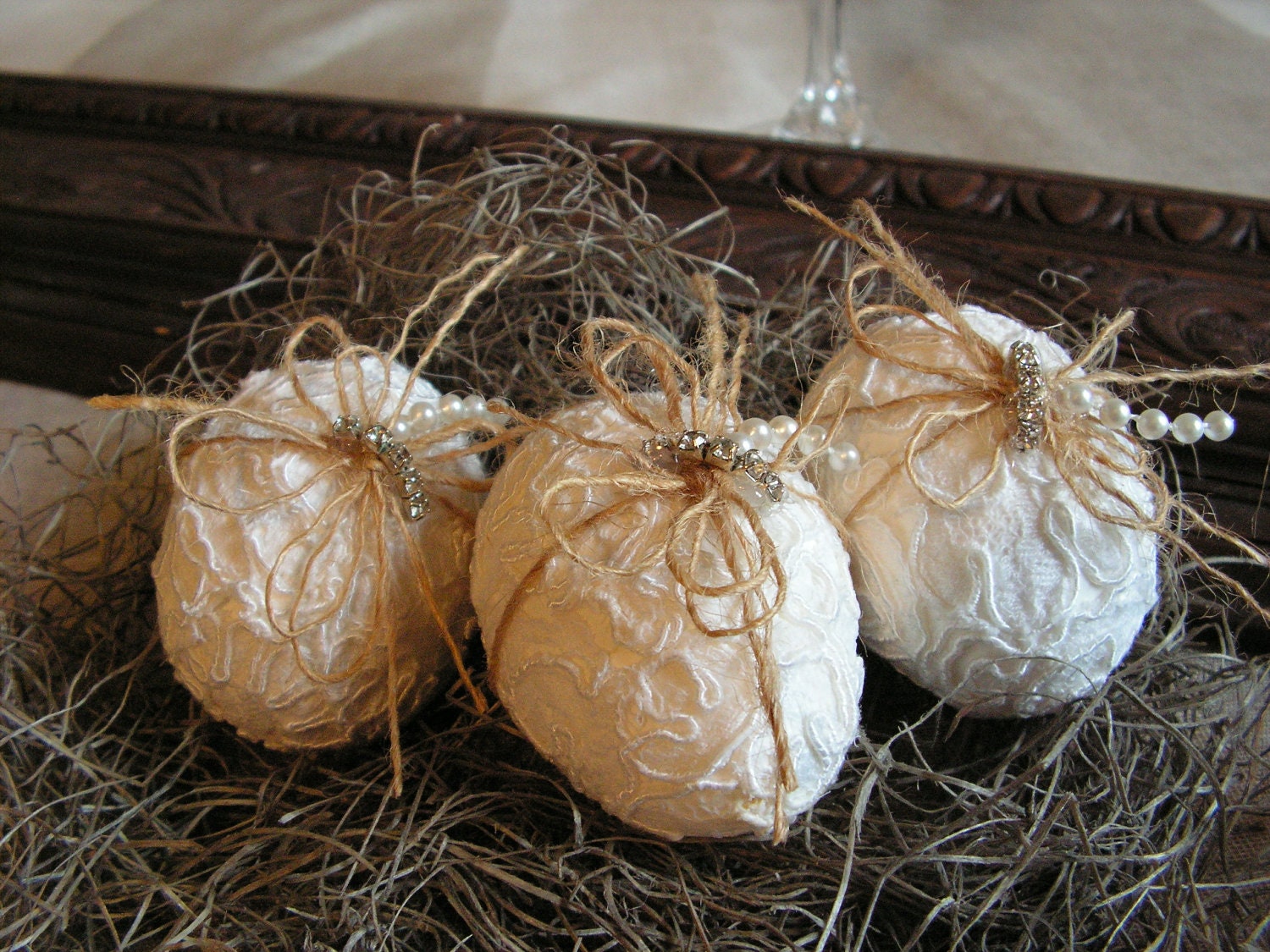 Rustic Easter eggs set of 3.