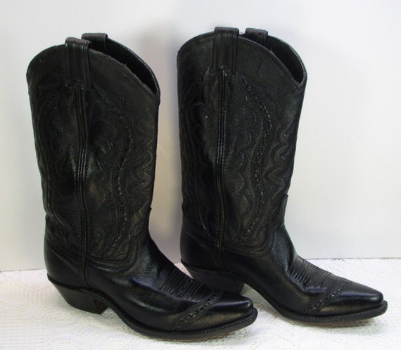 Abilene Cowboy Western Boots Size 6.5 Black by PrettyCuriousBlings