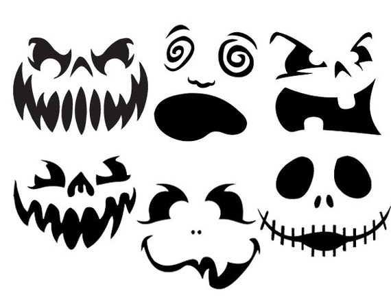 Spooky Face Vinyl Halloween Decorations Set of 6