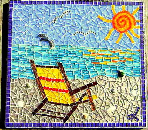 Items similar to Beach Chair Mosaic Art on Etsy