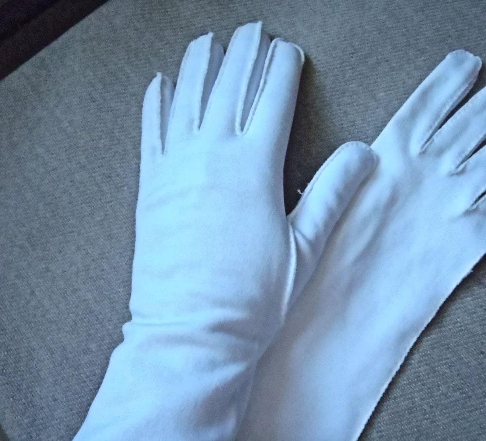 Vintage 13 inch Long White Cotton Gloves