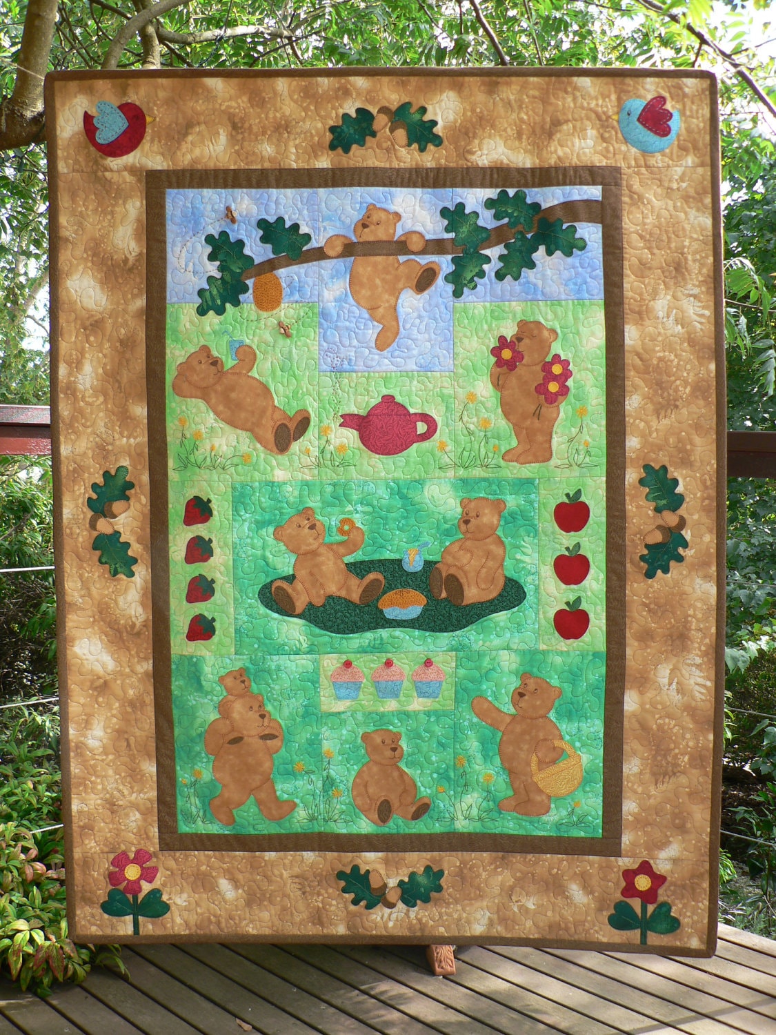 Picnic Time for Teddy Bears quilt pattern by Teddlywinks on Etsy