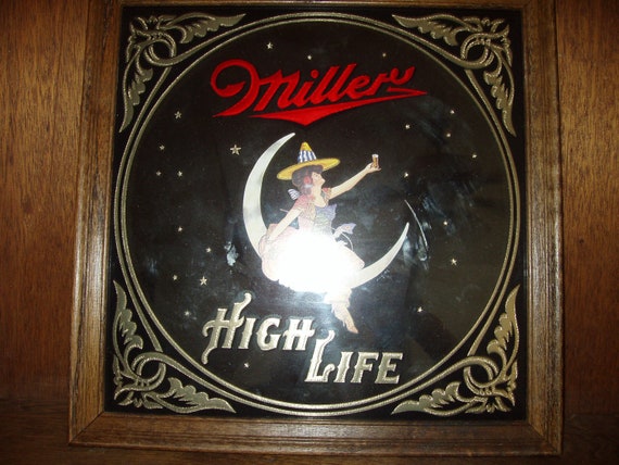 Beer Sign Miller High Life Beer Mirror 1980