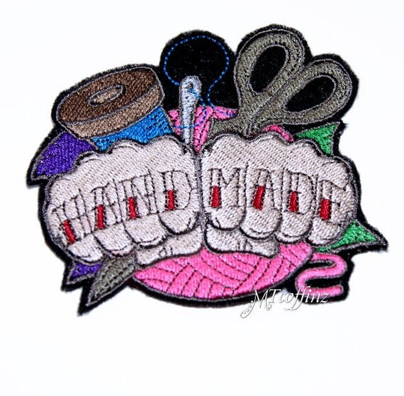 Hand MadeTattoo Knuckles Crafty Iron On Embroidery Patch Etsy