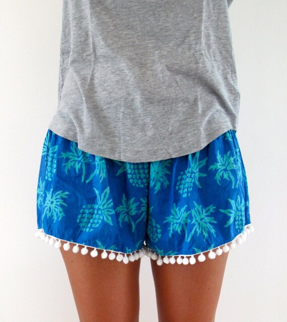 white pom trim pom 70's Pants Pom by inspired gym ljcdesignss Shorts Pom Pineapple