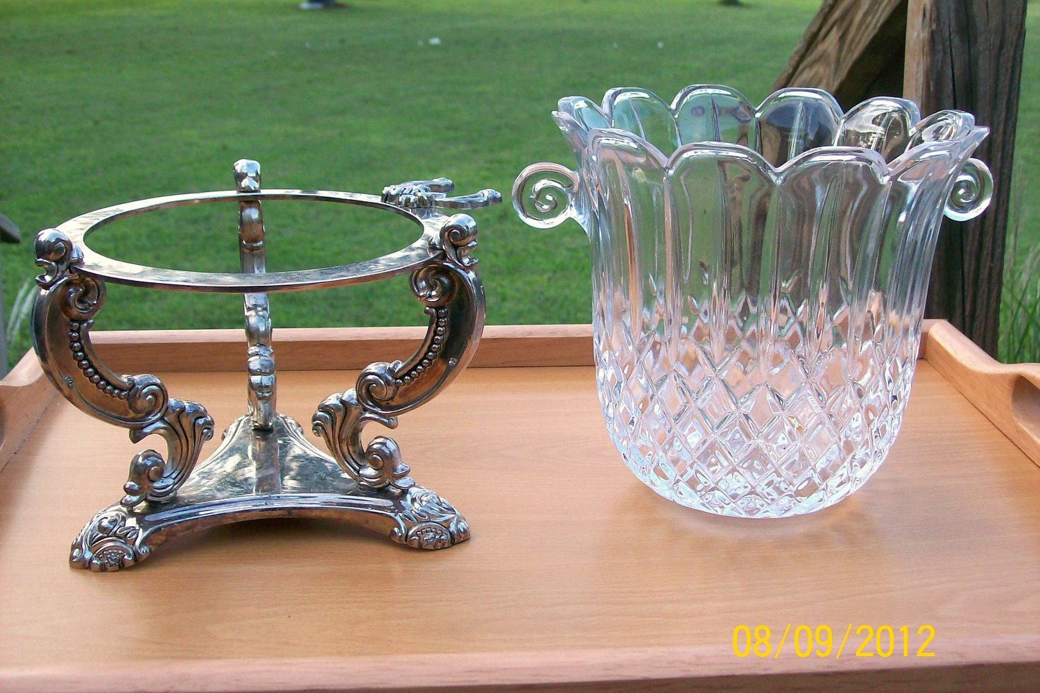 Vintage GODINGER Silver Art 24 Lead Crystal Bowl / Ice Bucket