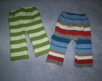 Custom Recycled Wool Longies (upcycled wool sweater baby pants for use as a diaper cover)