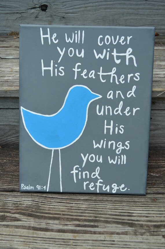 Canvas Painting Psalm 91:4 Bird