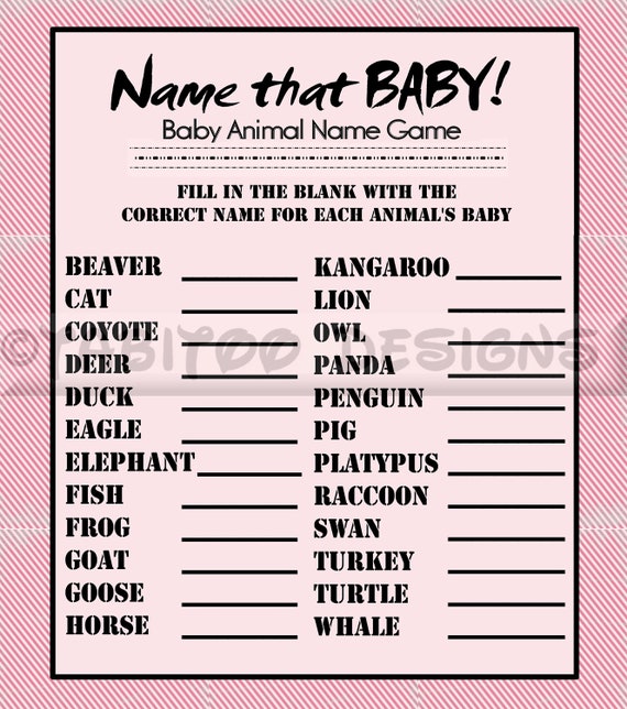 Items similar to Name that Baby - Baby Shower Game - PRINTABLE on Etsy