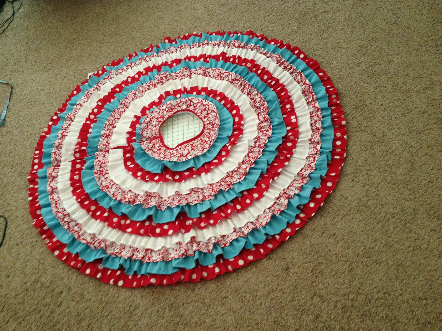 redwhite aqua ruffled christmas tree skirt redwhite aqua ruffled christmas tree skirt