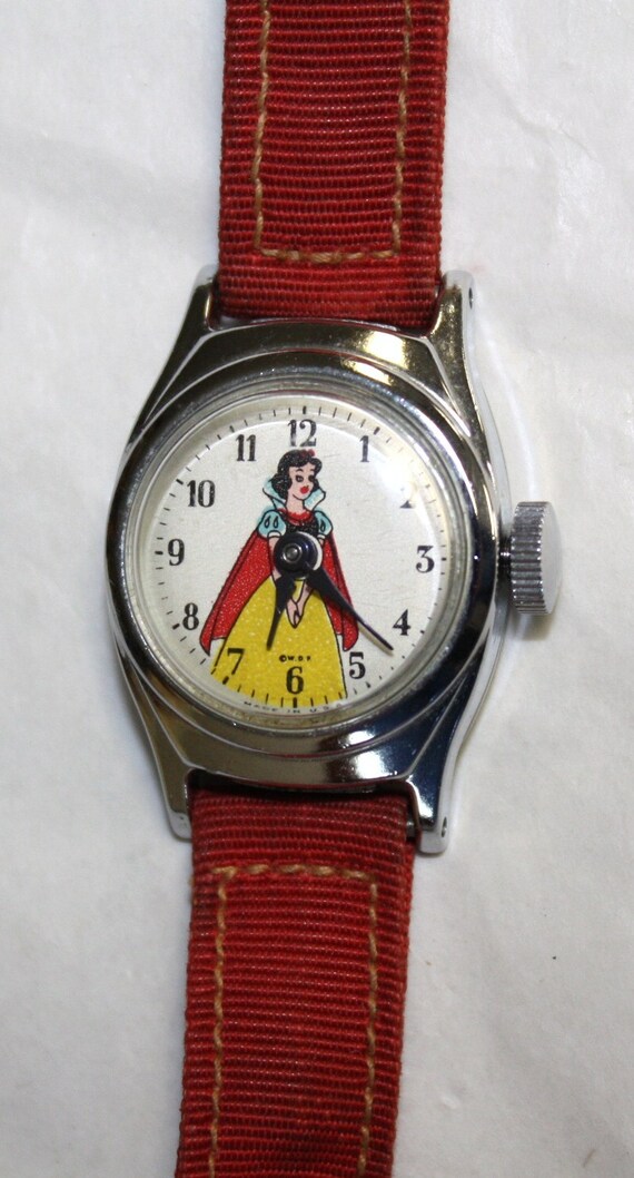 Vintage 1950's Snow White US Time Wind Up Wrist Watch