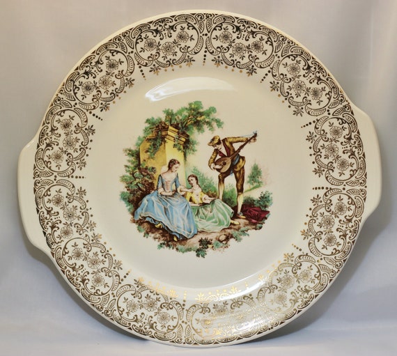 Items similar to Handled Cake Plate / American LIMOGES-Triumph Serenade ...