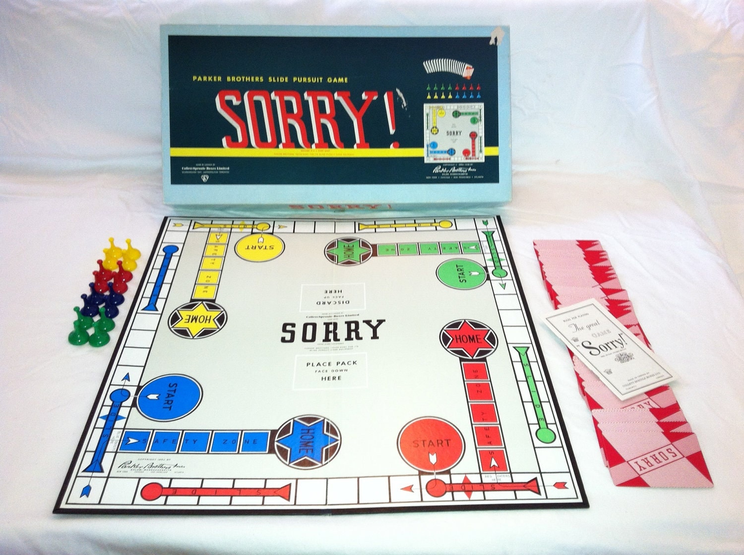 Vintage 1958 Sorry Board Game With All Its Pieces