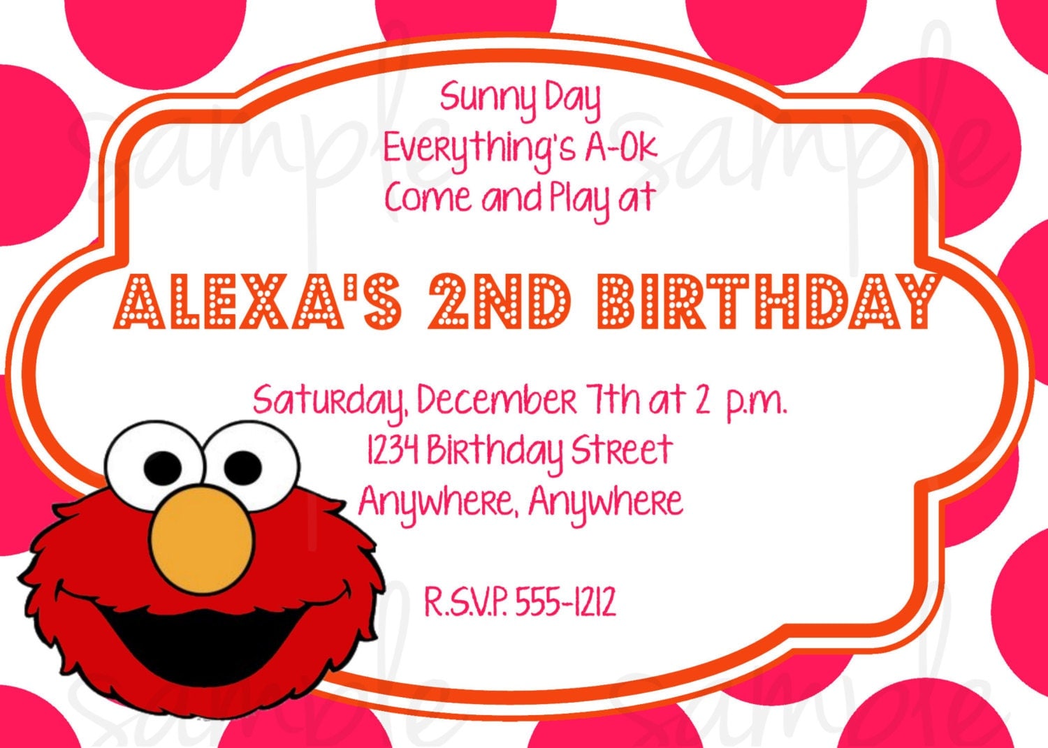 Elmo Girl Birthday Invitation