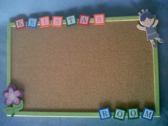 Girls Personalized Bulletin Board by NooksnCrannys on Etsy