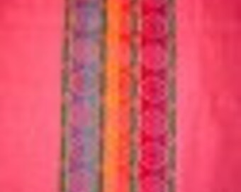 vintage cotton fabric, pink with multi color stripes
