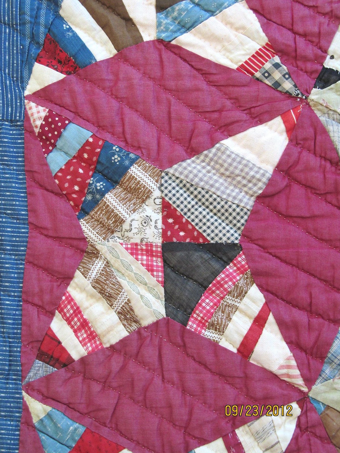 Beautiful Antique Vintage Scrap Quilt ROCKY ROAD to KANSAS