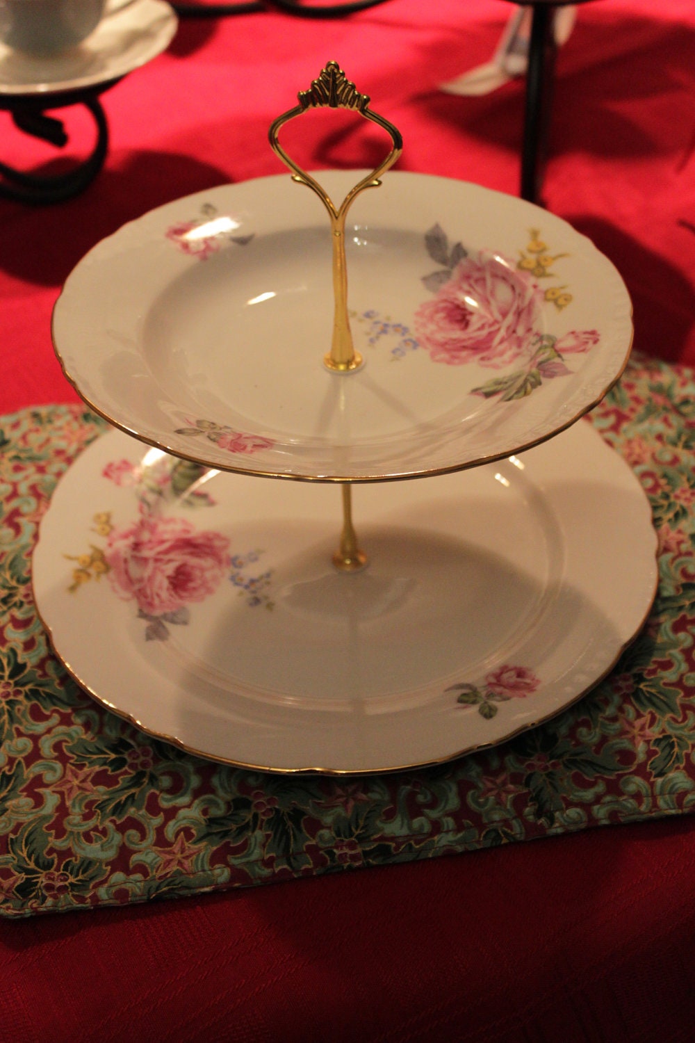 Vintage 2 Tiered Plate Tea Party Plate Cupcake Dessert or